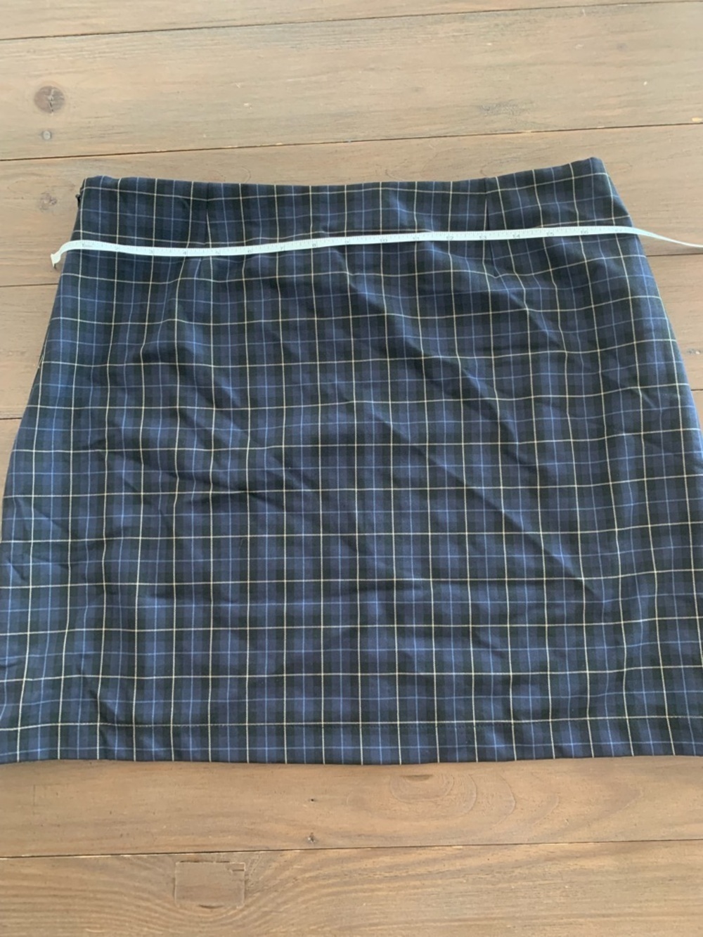 Theory Galway A-Line Mini Skirt blue black plaid NWT - Picture 9 of 10